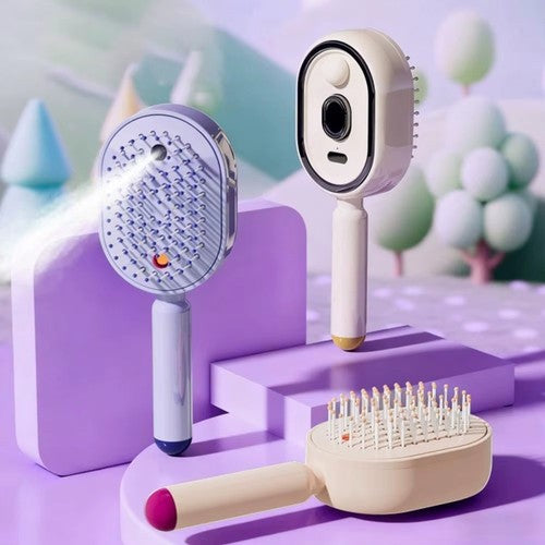 electric massage brush with hydrating spray